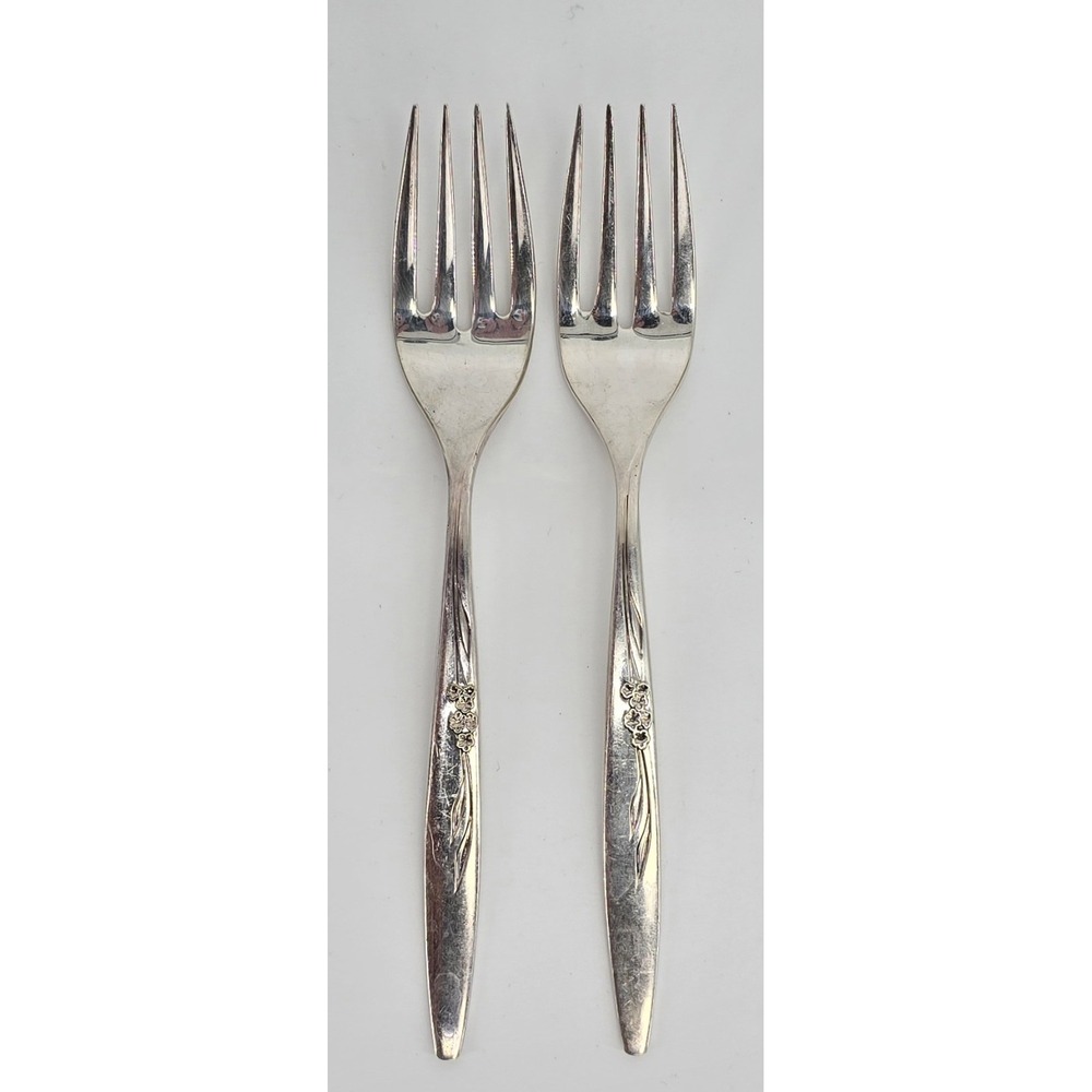 Oneida Community Silverplate 1960 Enchantment Gentle Rose 2 Salad Forks‎
